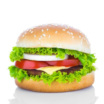 Hamburger on white background
